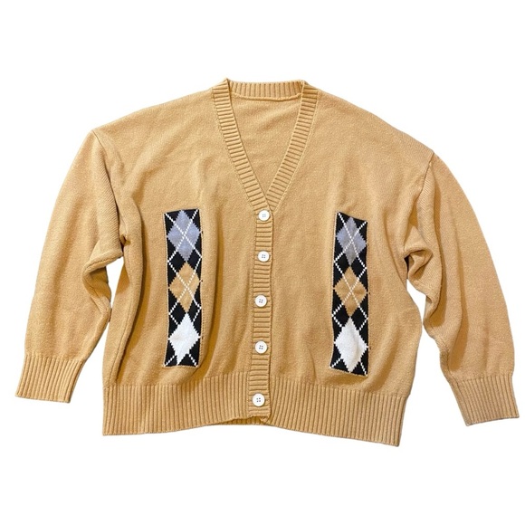 Dazy Women's Plaid V-neck Button Down Knit Cardigan/Sweater Long Sleeve Size M - Picture 11 of 11